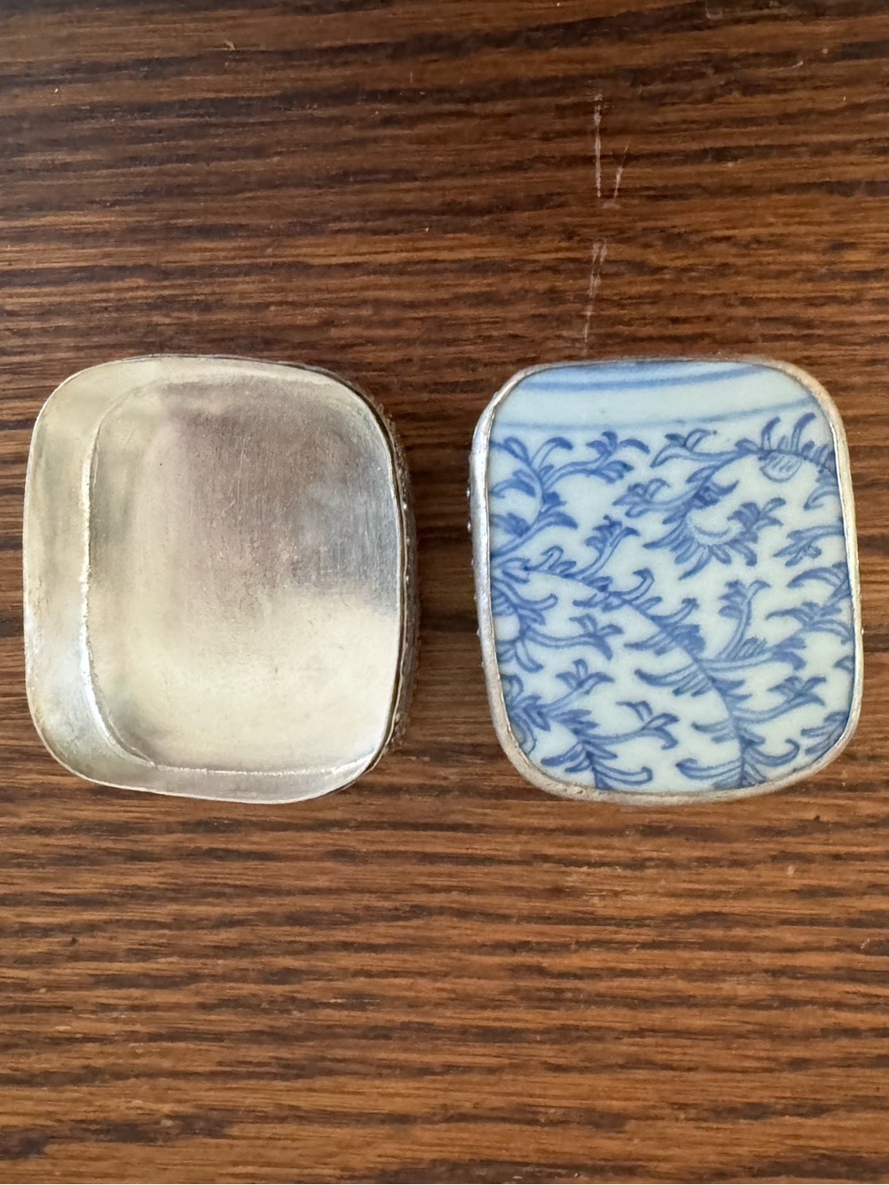 Blue and White Porcelain Compact or Trinket Box Set